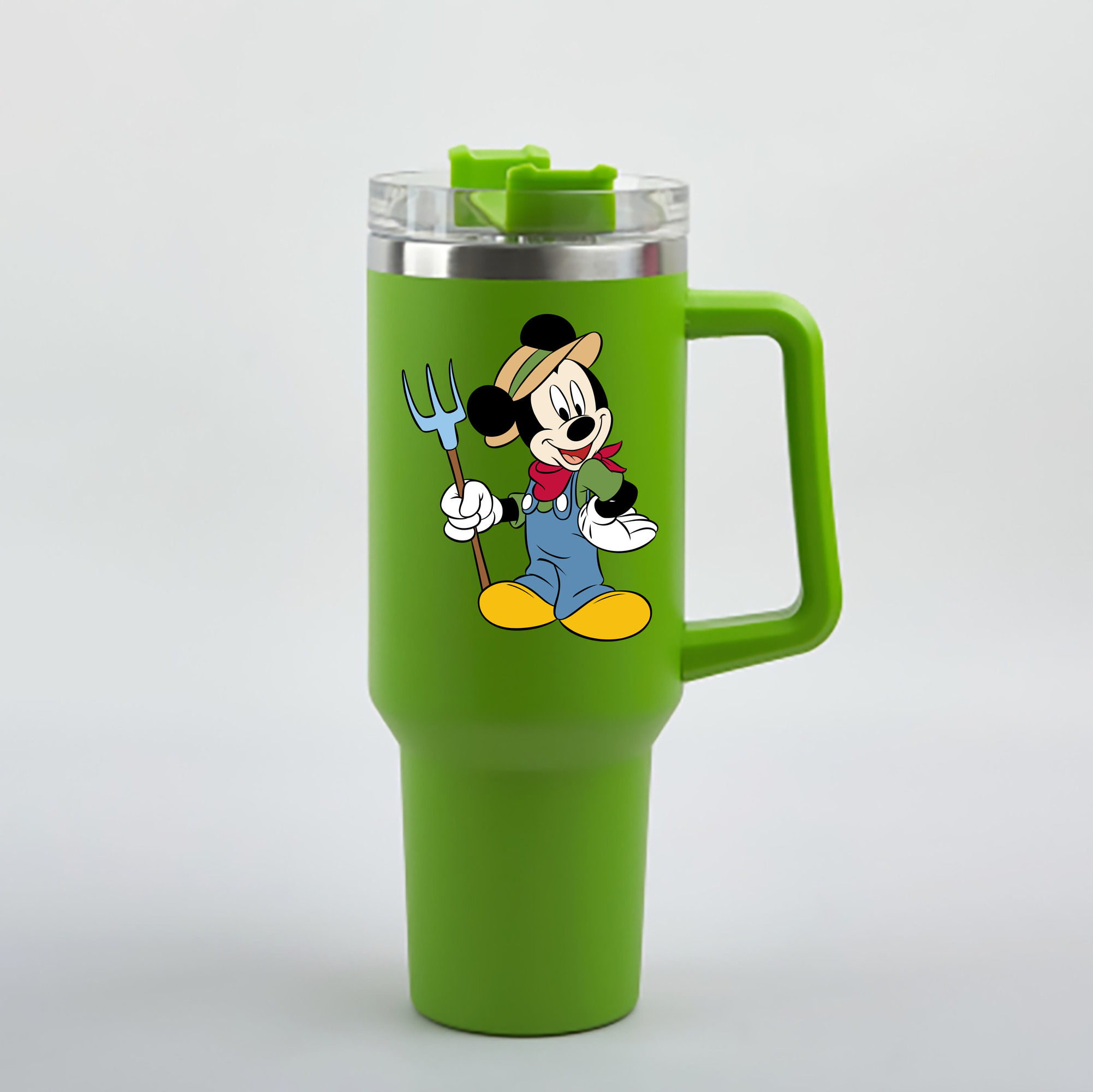 （画像用） ミッキーマウス Mickey Mouse 1200mL車用タンブラー - クリスタルステッカー（プラスチックストロー付き）